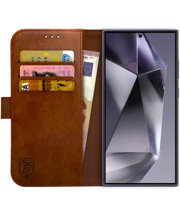 Rosso Element Samsung Galaxy S24 Ultra Hoesje Book Case Wallet Bruin Hoesjes