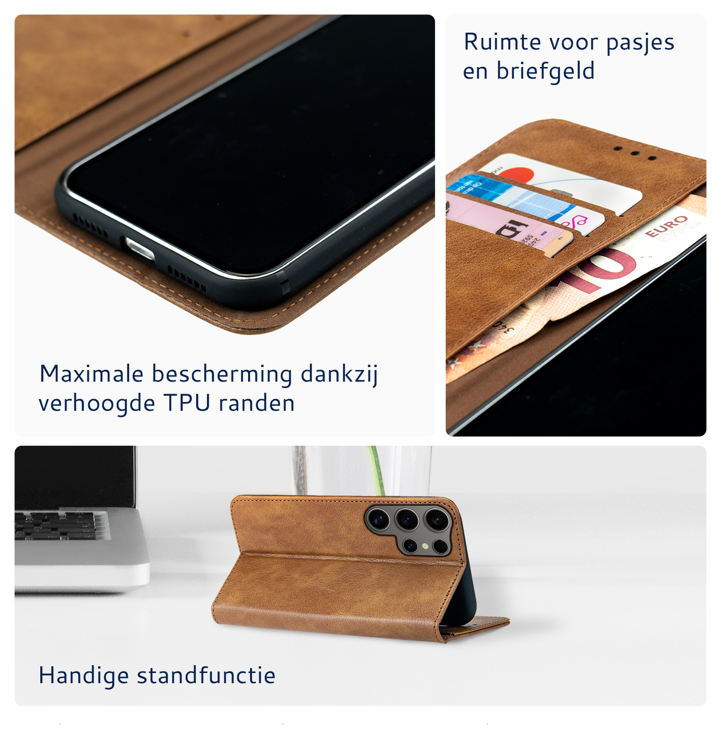 Rosso Element Samsung Galaxy S24 Ultra Hoesje Book Case Wallet Bruin afbeelding 4