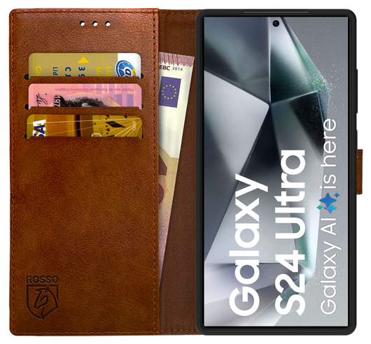 Rosso Element Samsung Galaxy S24 Ultra Hoesje Book Case Wallet Bruin afbeelding 1
