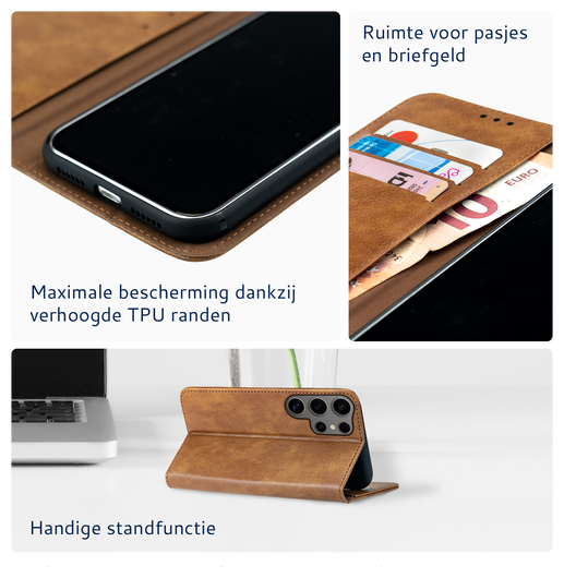 Rosso Element Samsung Galaxy S24 Ultra Hoesje Book Case Wallet Bruin afbeelding 4