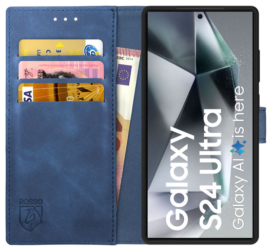 Rosso Element Samsung Galaxy S24 Ultra Hoesje Book Case Wallet Blauw afbeelding 1