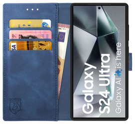 Rosso Element Samsung Galaxy S24 Ultra Hoesje Book Case Wallet Blauw afbeelding