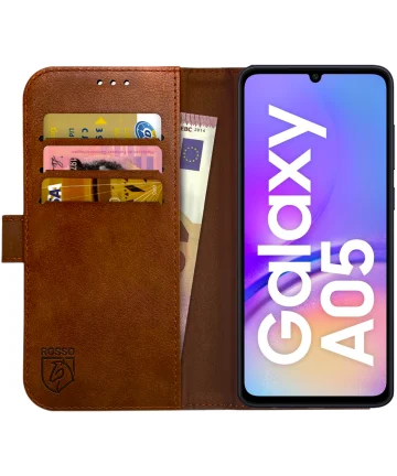 Rosso Element Samsung Galaxy A05 Hoesje Book Case Wallet Bruin Hoesjes