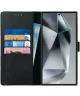 Rosso Deluxe Samsung Galaxy S24 Ultra Hoesje Echt Leer Book Case Zwart
