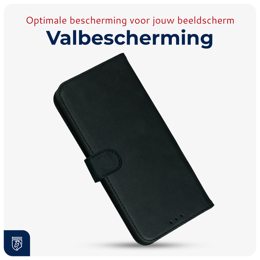 Rosso Deluxe Samsung Galaxy S24 Ultra Hoesje Echt Leer Book Case Zwart afbeelding 7
