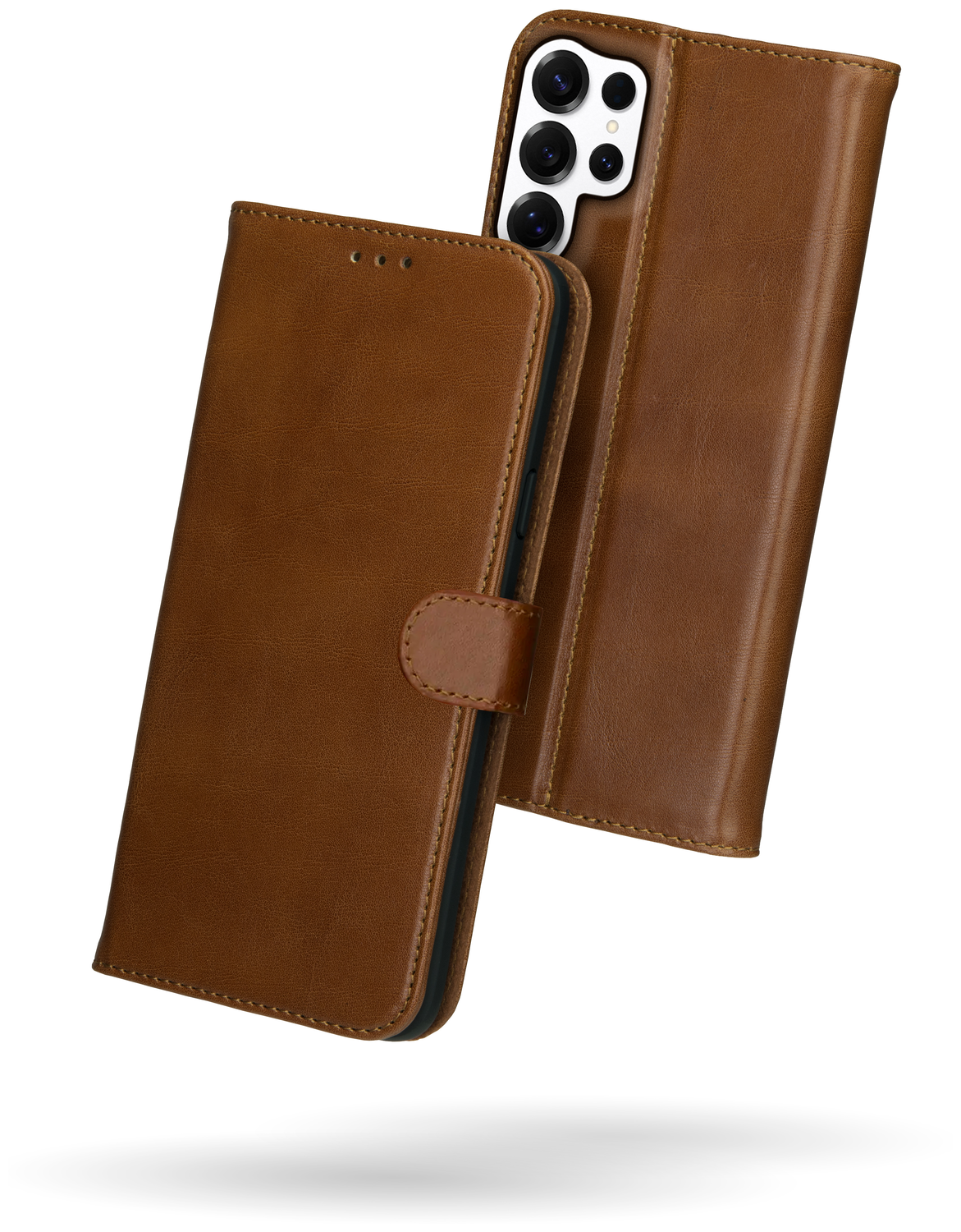 Rosso Deluxe Samsung Galaxy S24 Ultra Hoesje Echt Leer Book Case Bruin afbeelding 13