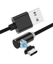 Magnetische USB naar USB-C Kabel 90° Draaibaar 1 Meter Zwart
