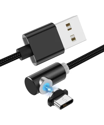 Magnetische USB naar USB-C Kabel 90° Draaibaar 1 Meter Zwart Kabels