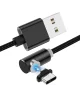 Magnetische USB naar USB-C Kabel 90° Draaibaar 1 Meter Zwart