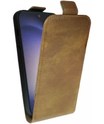 Rosso Element Samsung Galaxy S24 Plus Hoesje Verticale Flip Case Bruin