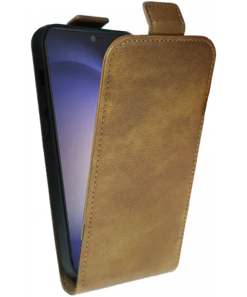 Rosso Element Samsung Galaxy S24 Plus Hoesje Verticale Flip Case Bruin Hoesjes