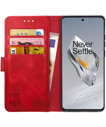 Rosso Element OnePlus 12 Hoesje Book Cover Case Wallet Rood Hoesjes