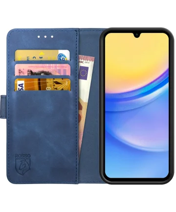 Rosso Element Samsung Galaxy A15 Hoesje Book Case Wallet Blauw Hoesjes