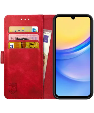 Rosso Element Samsung Galaxy A15 Hoesje Book Case Wallet Rood Hoesjes
