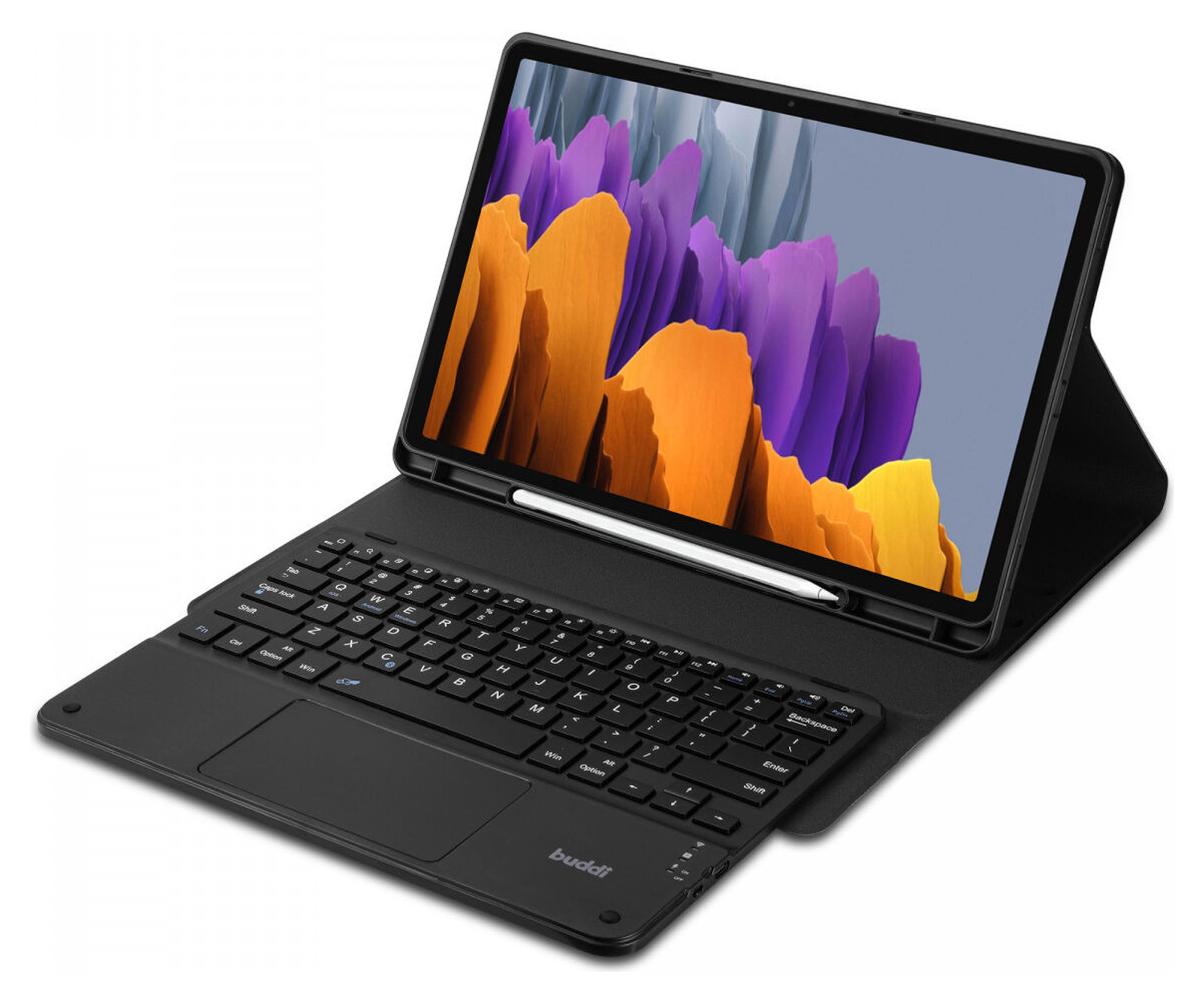 Buddi Zuna Samsung Tab S9 Ultra Hoes met QWERTY Toetsenbord Book Case Zwart afbeelding 5
