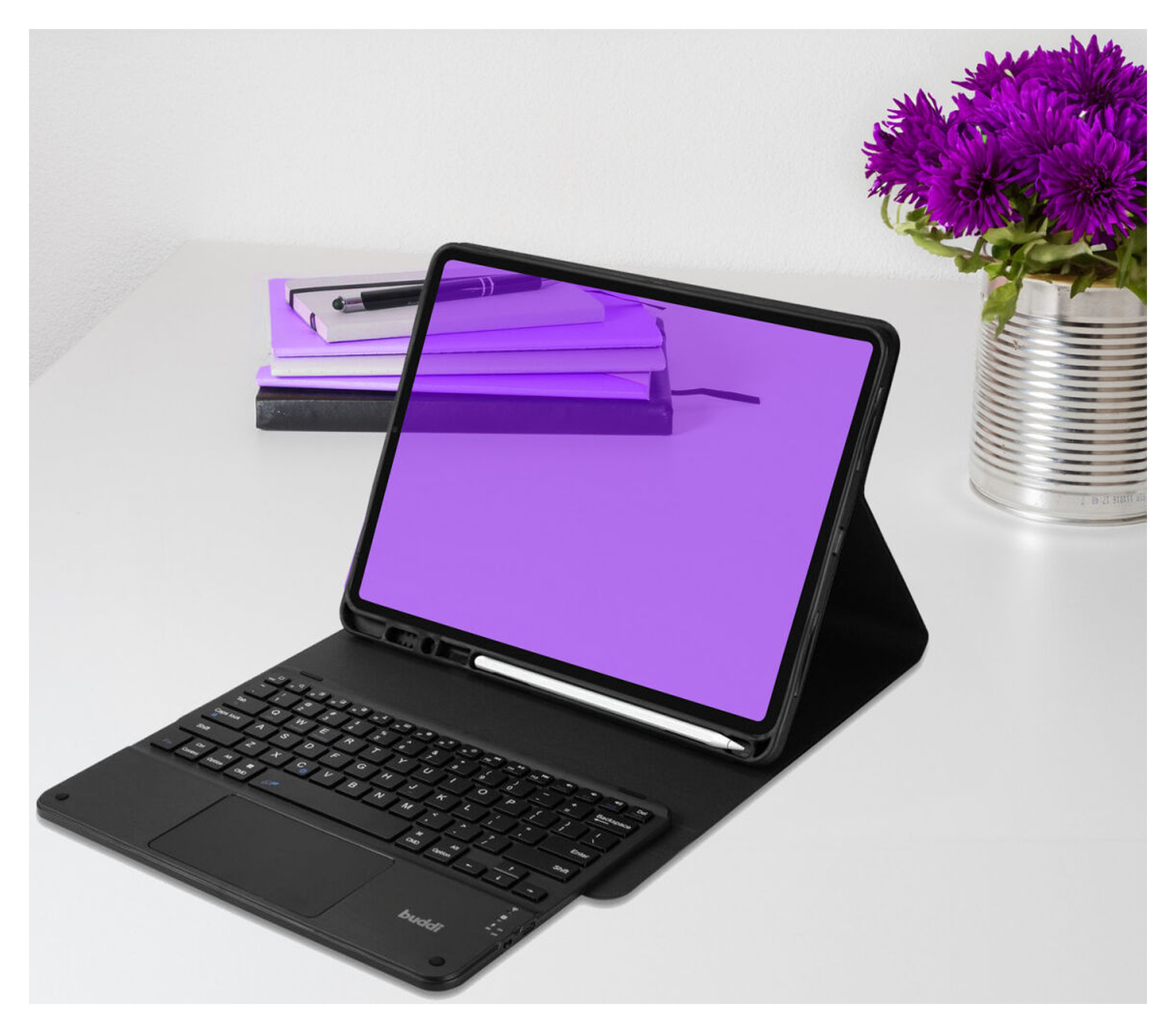 Buddi Zuna Samsung Tab S9 Ultra Hoes met QWERTY Toetsenbord Book Case Zwart afbeelding 7