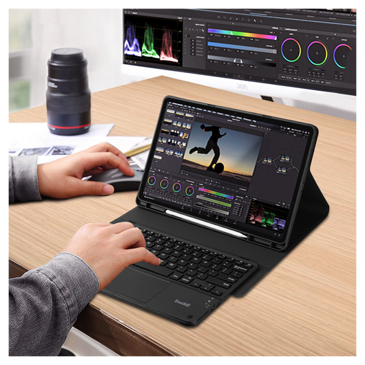 Buddi Zuna Samsung Tab S9 Ultra Hoes met QWERTY Toetsenbord Book Case Zwart afbeelding 9