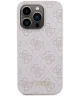 Guess Apple iPhone 15 Pro Hoesje Hard Case 4G Logo Metal Roze