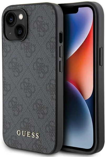 Guess Apple iPhone 15 Hoesje Hard Case 4G Logo Metal Grijs afbeelding 1