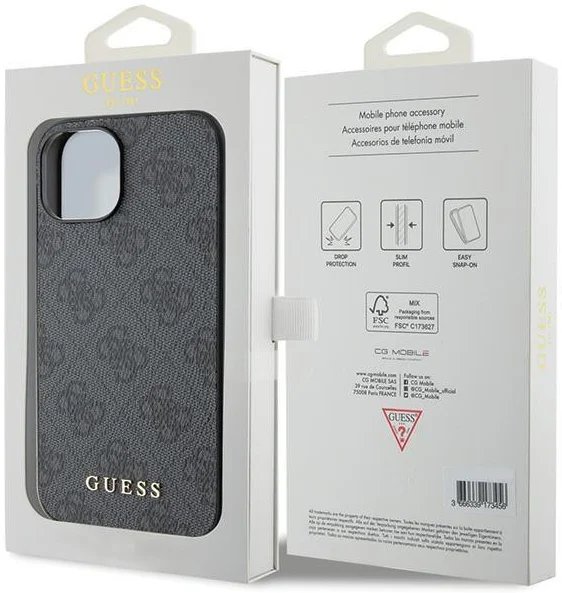 Guess Apple iPhone 15 Hoesje Hard Case 4G Logo Metal Grijs afbeelding 8
