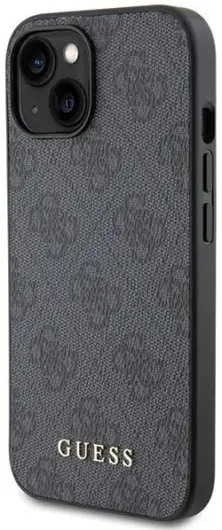 Guess Apple iPhone 15 Hoesje Hard Case 4G Logo Metal Grijs afbeelding 2