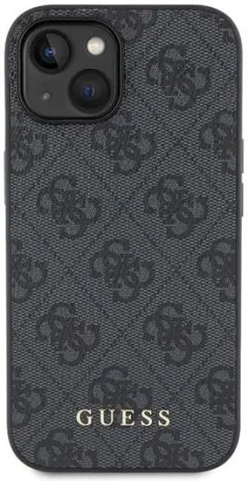 Guess Apple iPhone 15 Hoesje Hard Case 4G Logo Metal Grijs afbeelding 3