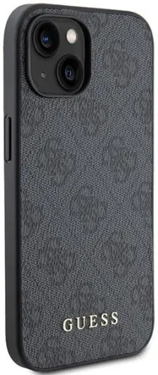 Guess Apple iPhone 15 Hoesje Hard Case 4G Logo Metal Grijs afbeelding 4