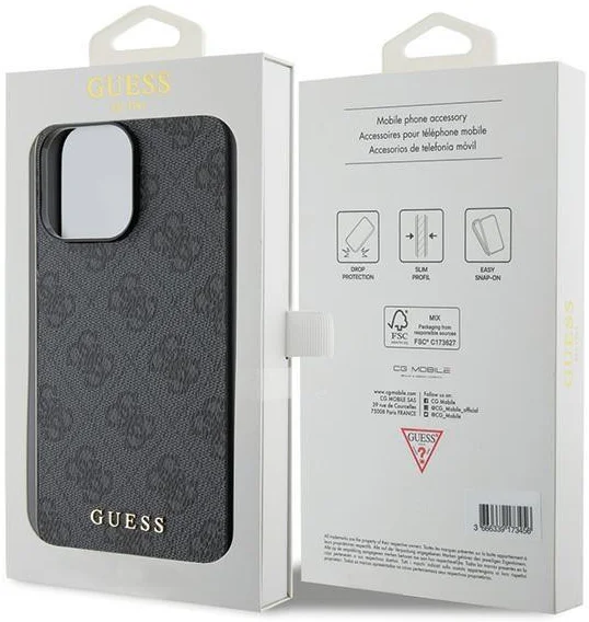 Guess Apple iPhone 15 Pro Hoesje Hard Case 4G Logo Metal Grijs afbeelding 8