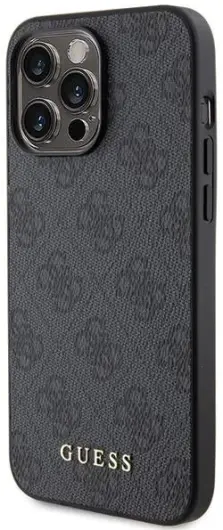 Guess Apple iPhone 15 Pro Hoesje Hard Case 4G Logo Metal Grijs afbeelding 2