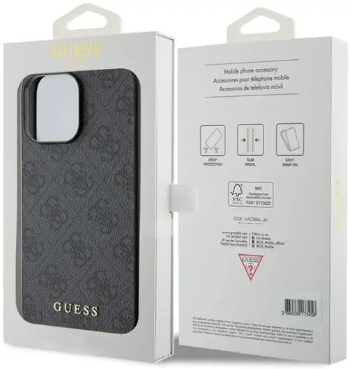 Guess Apple iPhone 15 Pro Hoesje Hard Case 4G Logo Metal Grijs afbeelding 8