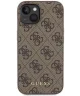 Guess Apple iPhone 15 Hoesje Hard Case 4G Logo Metal Bruin