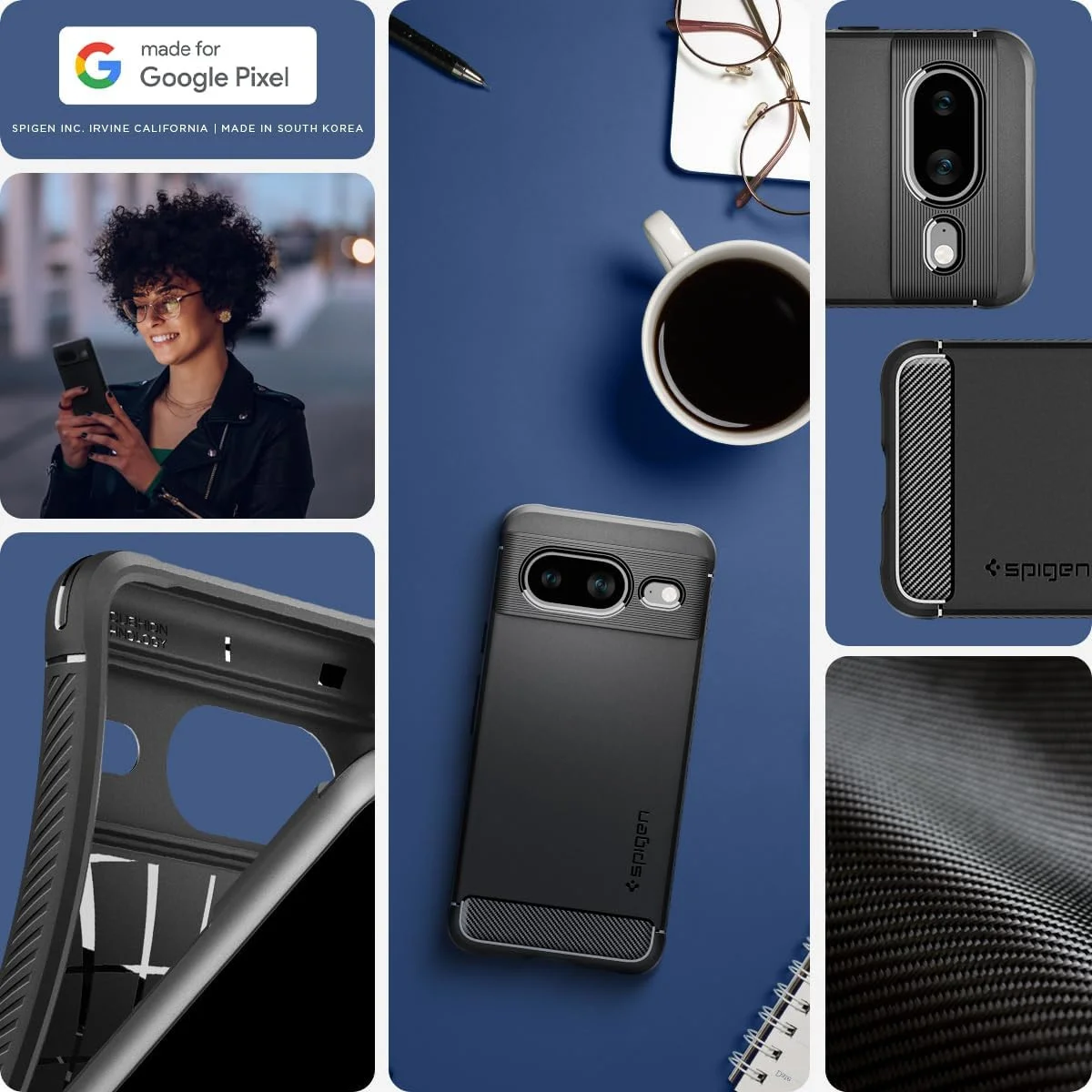 Spigen Rugged Armor Google Pixel 8 Hoesje Back Cover Zwart afbeelding 4