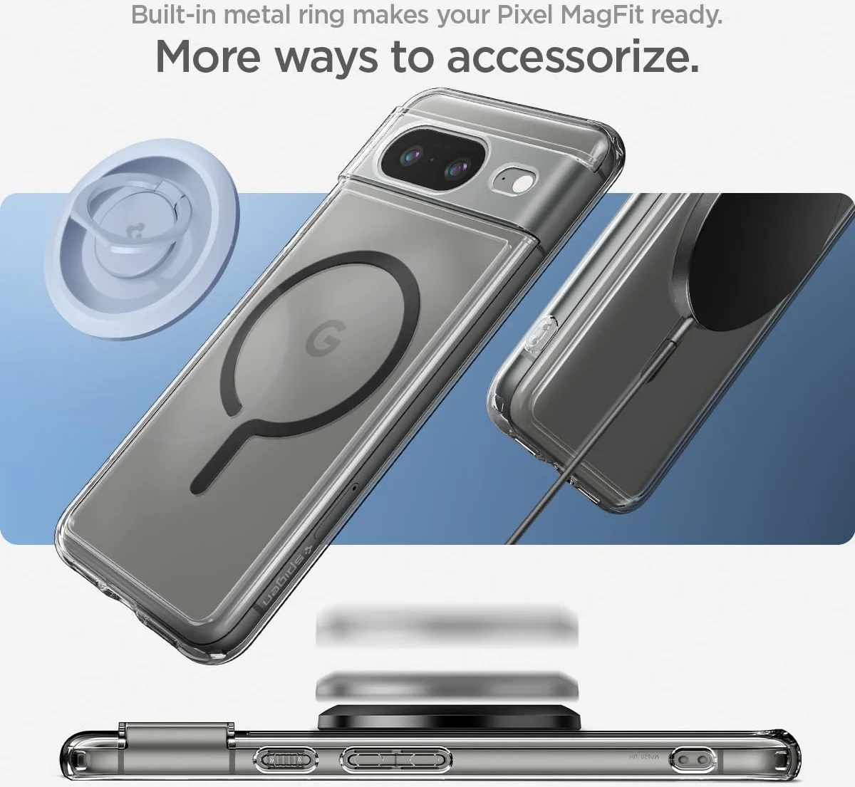 Spigen Ultra Hybrid MagSafe Google Pixel 8 Hoesje Transparant Zwart afbeelding 4