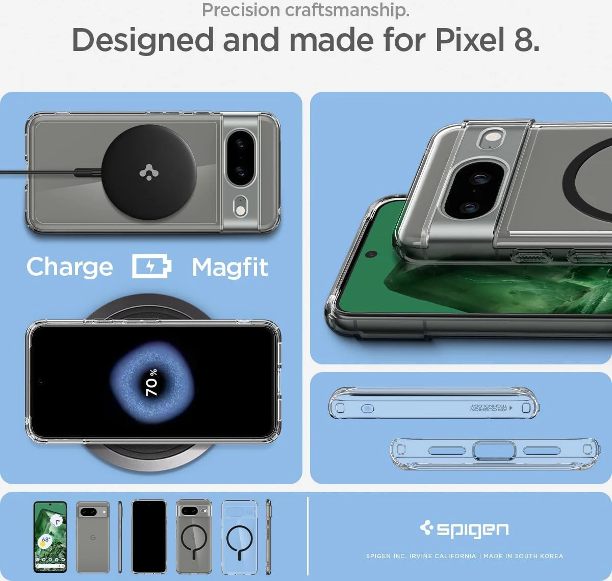 Spigen Ultra Hybrid MagSafe Google Pixel 8 Hoesje Transparant Zwart afbeelding 7