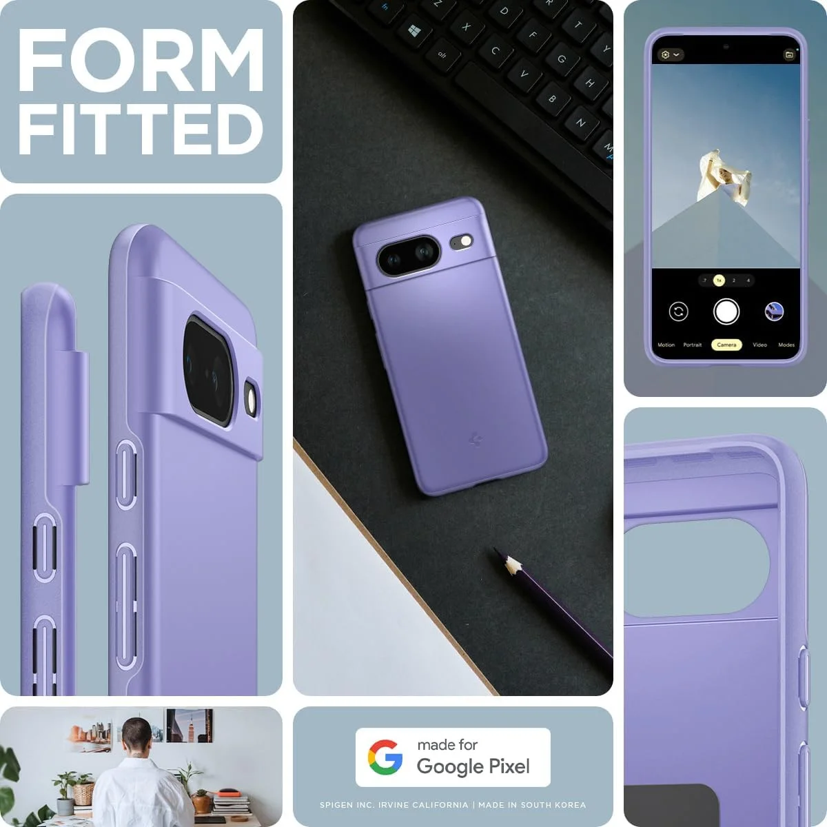 Spigen Thin Fit Google Pixel 8 Hoesje Back Cover Violet afbeelding 3