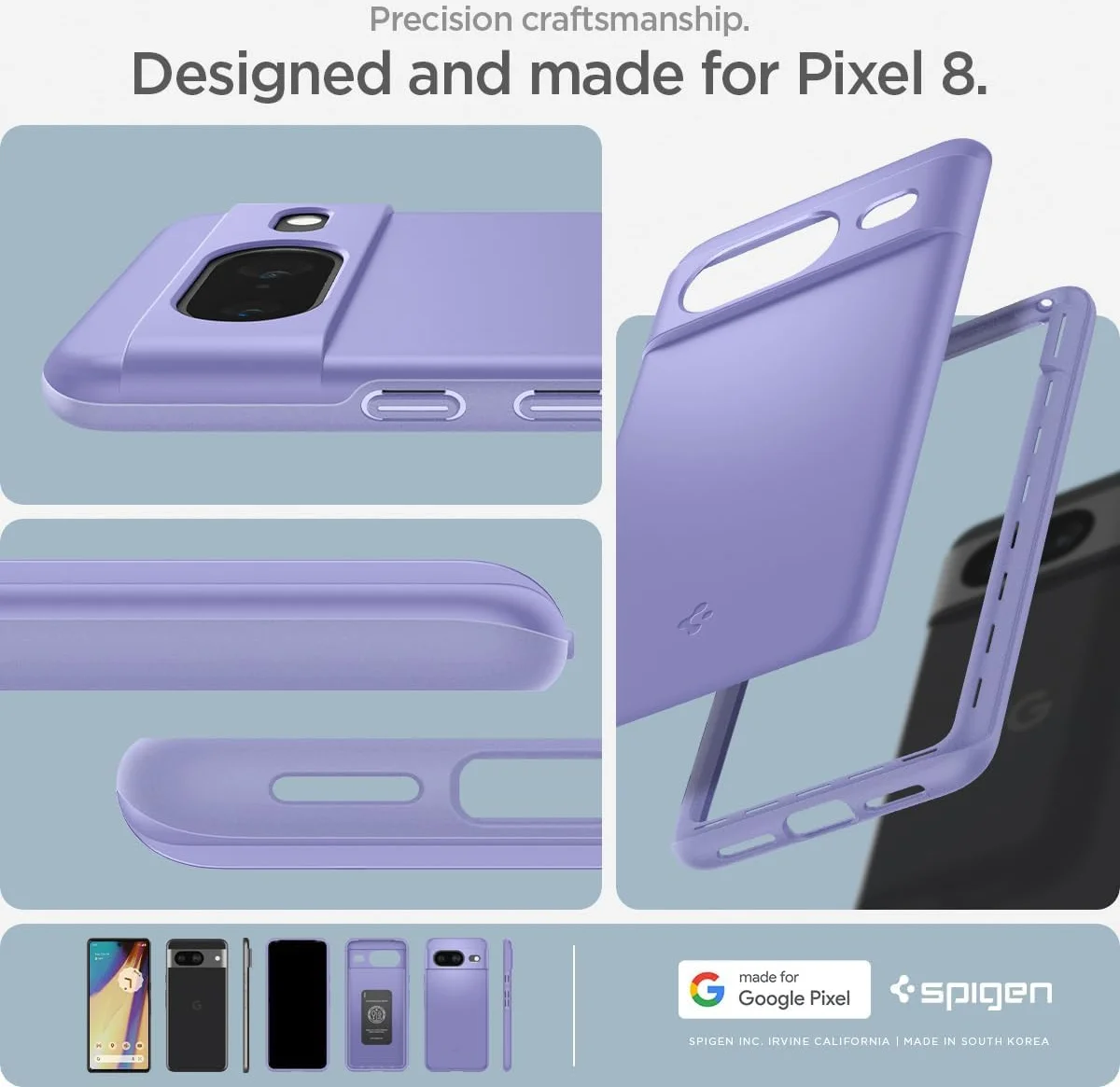 Spigen Thin Fit Google Pixel 8 Hoesje Back Cover Violet afbeelding 7