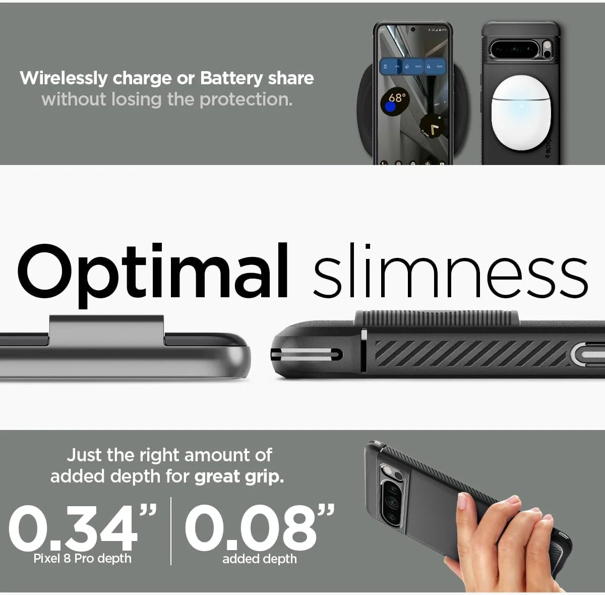 Spigen Rugged Armor Google Pixel 8 Pro Hoesje Back Cover Zwart afbeelding 3