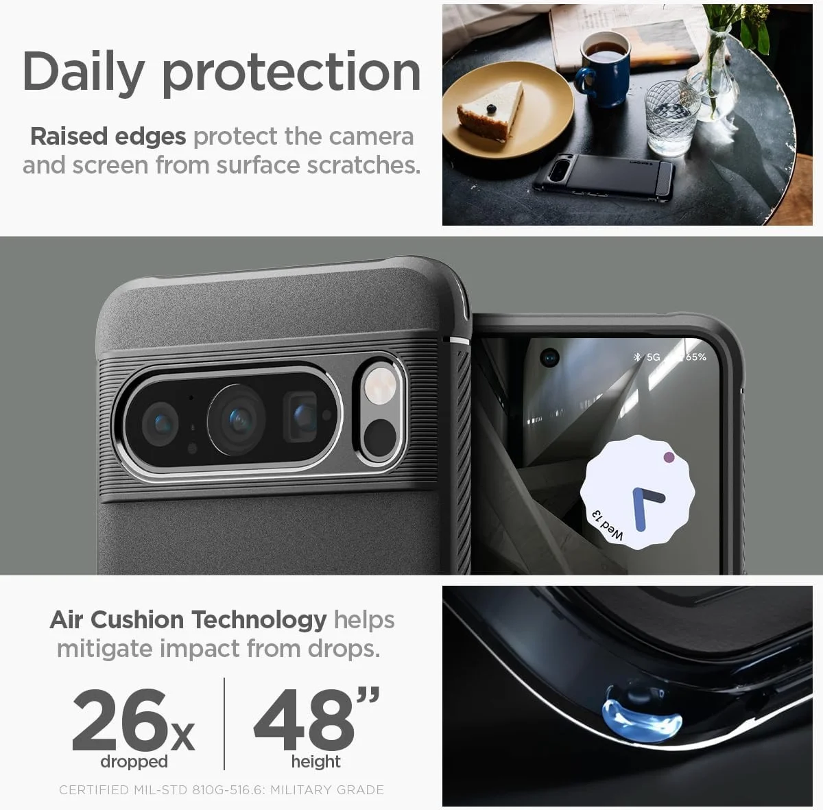Spigen Rugged Armor Google Pixel 8 Pro Hoesje Back Cover Zwart afbeelding 7