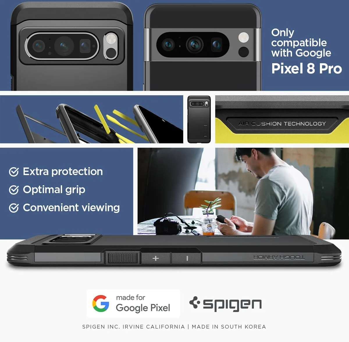Spigen Tough Armor Google Pixel 8 Pro Hoesje Back Cover Zwart afbeelding 7