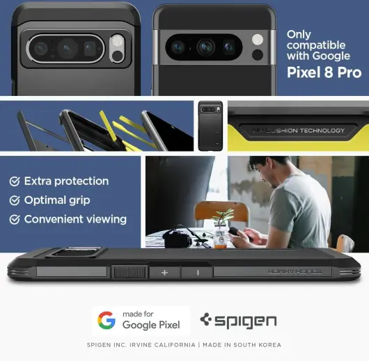 Spigen Tough Armor Google Pixel 8 Pro Hoesje Back Cover Zwart afbeelding 7