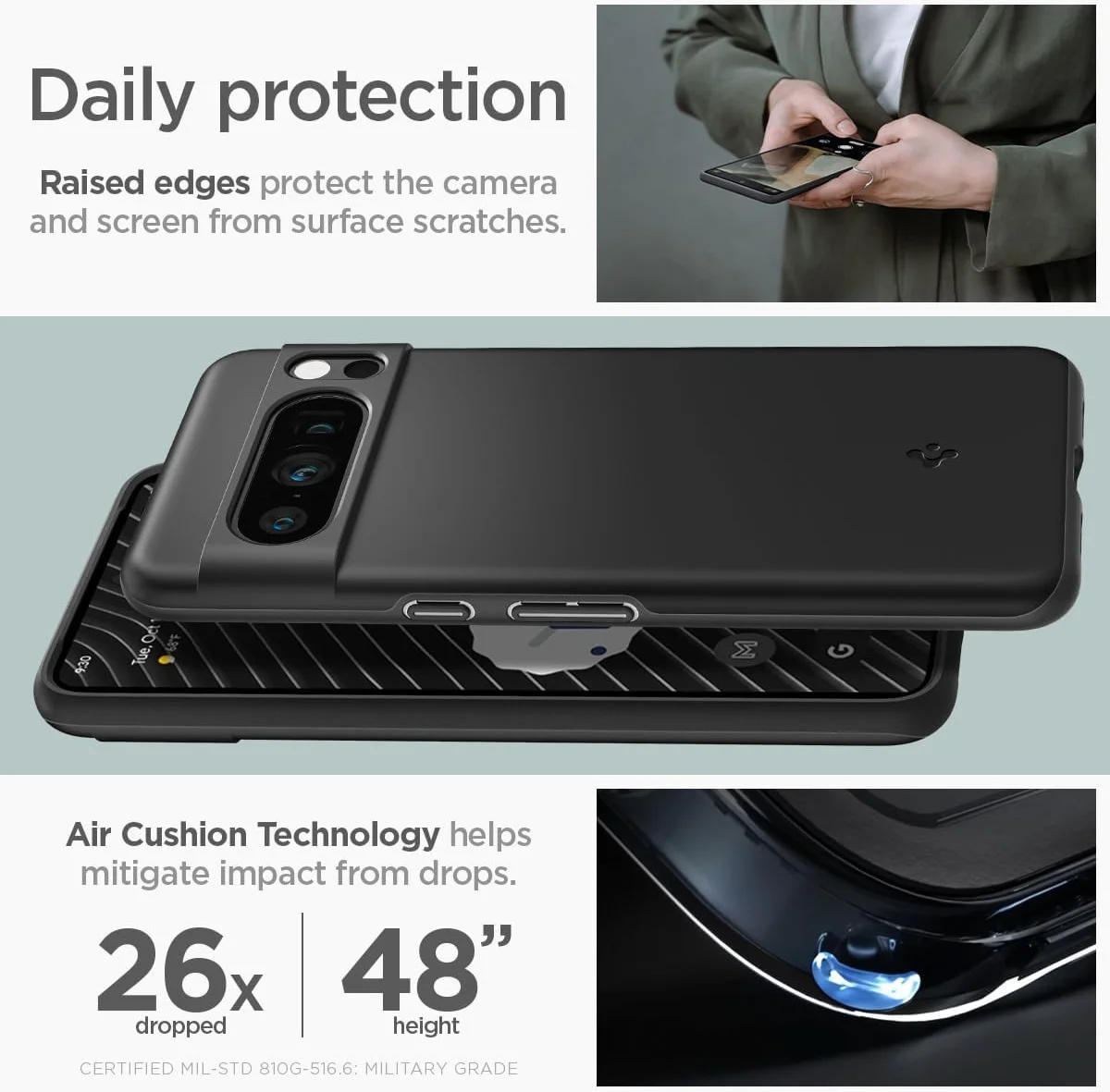 Spigen Thin Fit Google Pixel 8 Pro Hoesje Back Cover Zwart afbeelding 3
