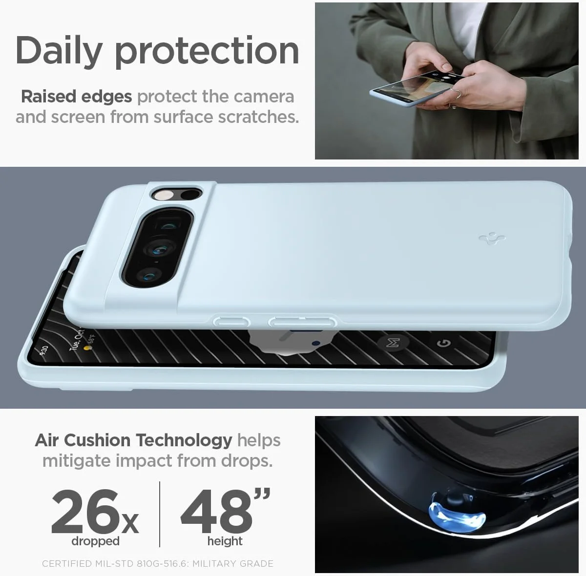 Spigen Thin Fit Google Pixel 8 Pro Hoesje Back Cover Blauw afbeelding 2