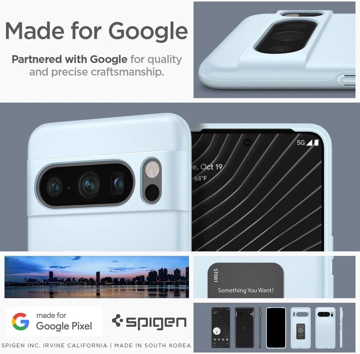 Spigen Thin Fit Google Pixel 8 Pro Hoesje Back Cover Blauw afbeelding 3