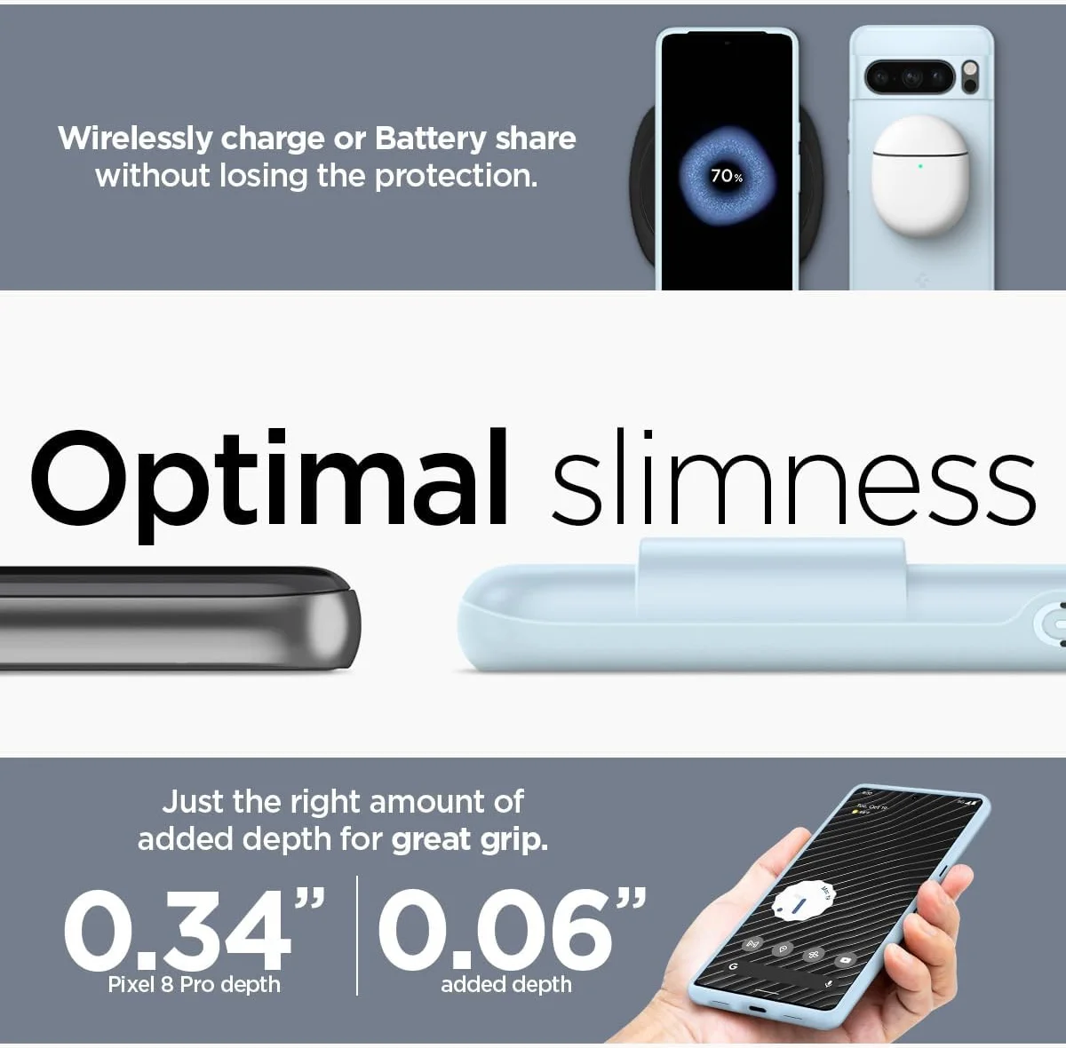 Spigen Thin Fit Google Pixel 8 Pro Hoesje Back Cover Blauw afbeelding 6