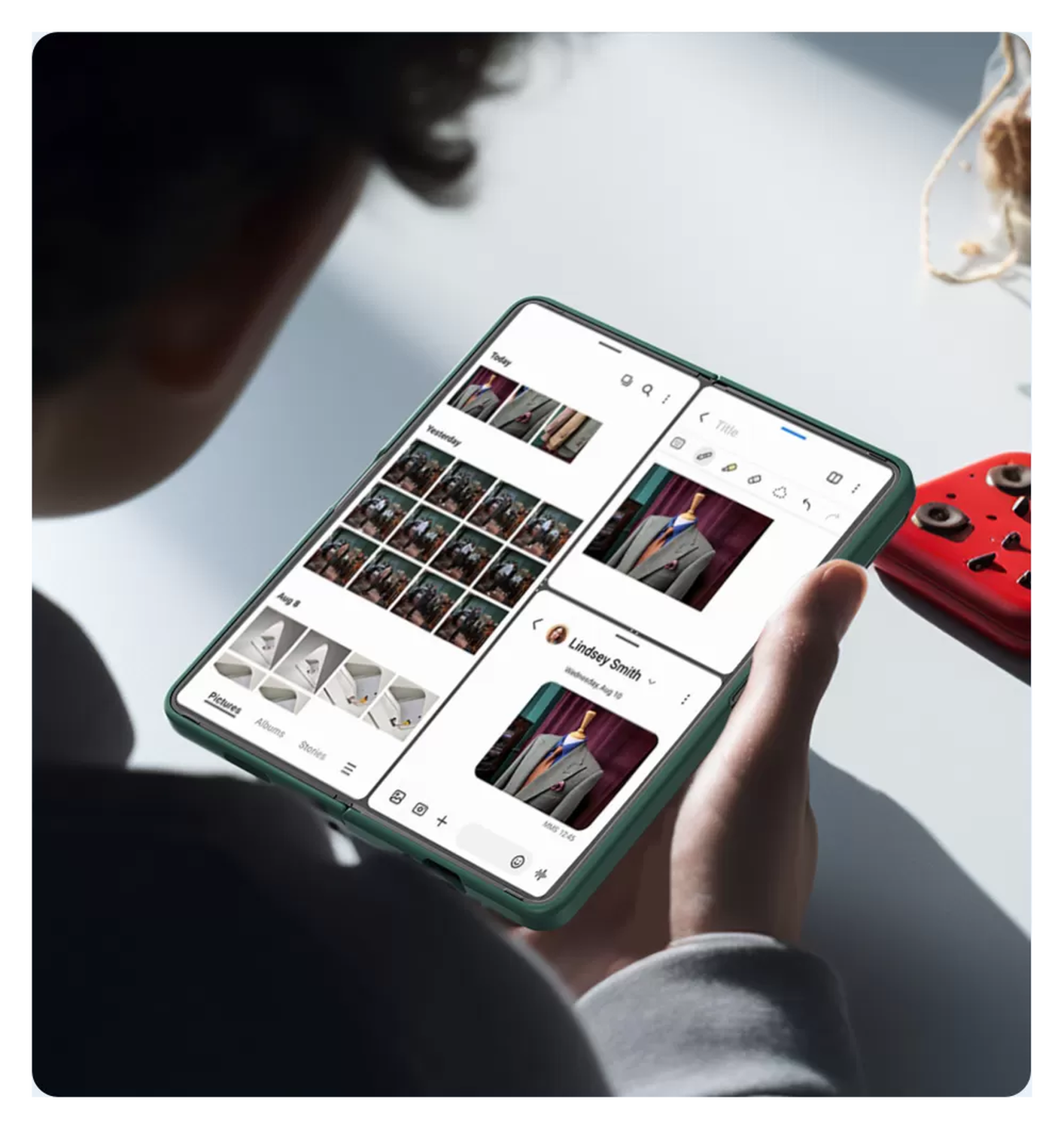 Nillkin CamShield Silky Silicone Hoesje Samsung Galaxy Z Fold 5 Groen afbeelding 7