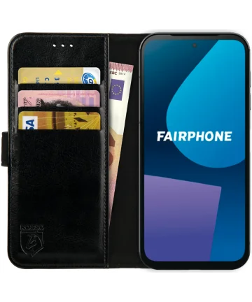 Rosso Element Fairphone 5 Hoesje Book Case Wallet Zwart Hoesjes