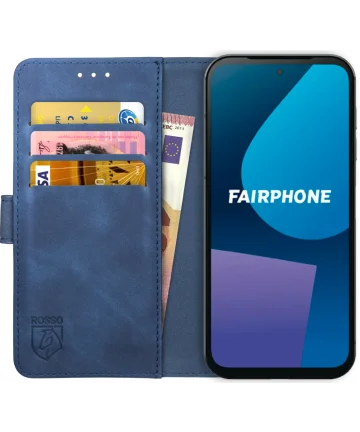 Rosso Element Fairphone 5 Hoesje Book Case Wallet Blauw Hoesjes