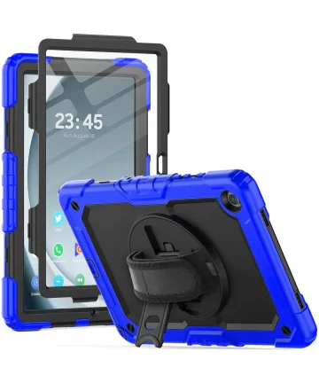 Samsung Galaxy Tab A9 Hoes met Screen Protector en Handriem Blauw Hoesjes