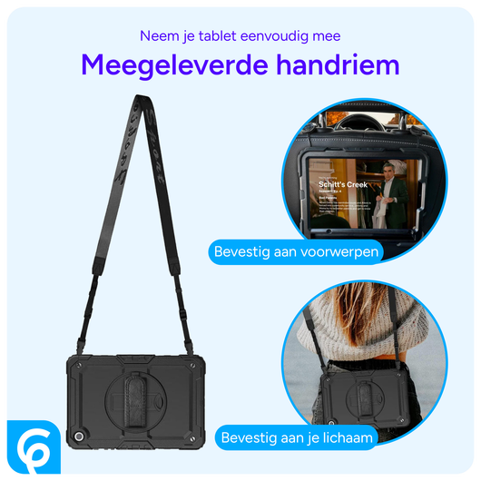 Samsung Galaxy Tab A9 Plus Hoes met Screen Protector en Handriem Blauw afbeelding 9