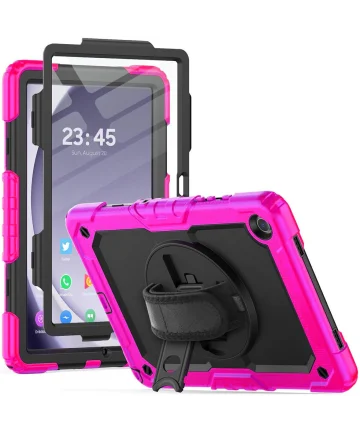 Samsung Galaxy Tab A9 Plus Hoes met Screen Protector en Handriem Roze Hoesjes